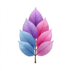Obraz premium Pastel Pink Purple Blue Leaves Sprig Illustration