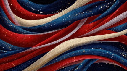 National Loyalty Day.A digital illustration of abstract ribbons in red, white, and blue forming the shape of the US, with subtle gold highlights representing bonds of loyalty connecting communities.