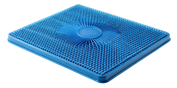 Blue Grid Pattern Design with Central Circular Motif Square Formation Detailed