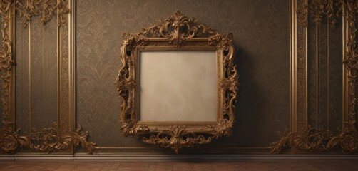 Intricate damask backdrop showcases ornate vintage frames ,  gold,  background,  floral