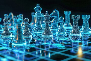 Digital intelligence strategy with tech chessboard