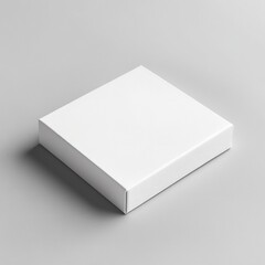 Minimalist packaging design mockup: pure white box with thin sans serif typography and natural linen texture, isolated on gray background.