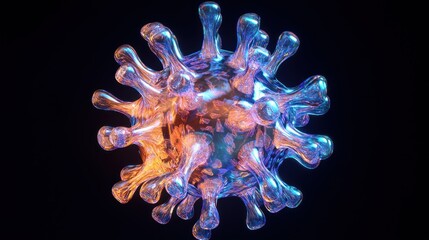 Obraz premium Coronavirus cell floats, a microscopic danger visualized with vivid colors, showcasing impact on public health.