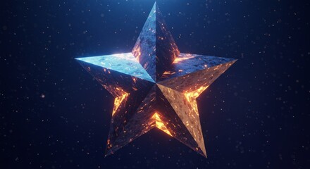 Abstract Star on Dark Background with Glowing Edges and Sparkle Effect