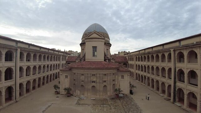 Marseille, France, February 2, 2025: View of the Vielle Charite. A cultural center in a former 17th-century almshouse with a dome
