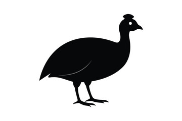 Guinea Fowl Silhouette Black Minimalist Icon