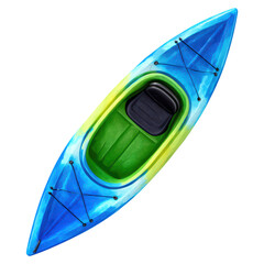 Colorful Kayak Top View on Isolated Background, Bright Design, isolated on transparent background.