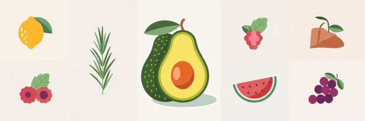 Colorful collection of healthy fruits and vegetables