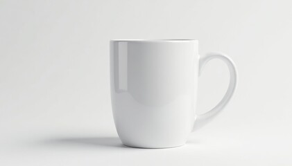 Fototapeta premium Large ceramic mug, pristine white, stark white backdrop, ceramic, template, drink