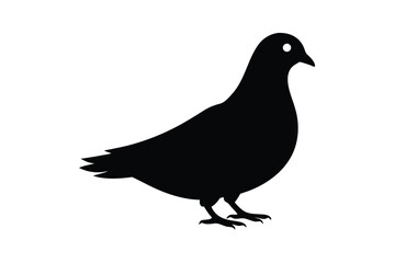 Pigeon Silhouette Black Minimalist Animal Icon