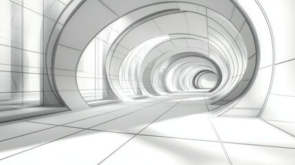 Obraz premium Architecture, tunnel interior, showcasing modern design, empty, and geometric structures, creating abstract perspective.