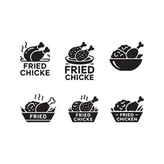 Black Icon Fried Chicken Vector Clean White Background  bundle