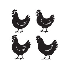 Black Chicken Graphic Vector for Modern Design BUNDLE
