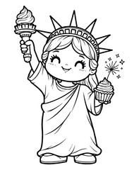 Coloring Page Happy Statue of Liberty