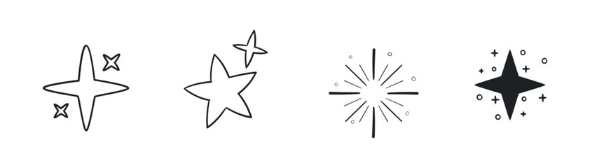 Set Hand drawn sparkling stars	
