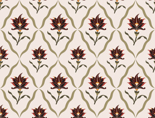 Hand drawn colourful geometric flowers, seamless patterns with floral for fabric, textiles, clothing, wrapping paper, backdrop, banner, illustration, abstract backgrounds.
