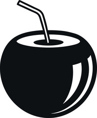 Simple Black and White Coconut Drink Illustration