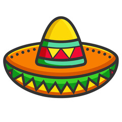 Traditional Mexican Hat with Vibrant Stripes, Zigzag Patterns, and Decorative Accents