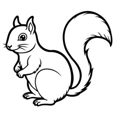 Obraz premium Minimalist Squirrel Line Art Vector