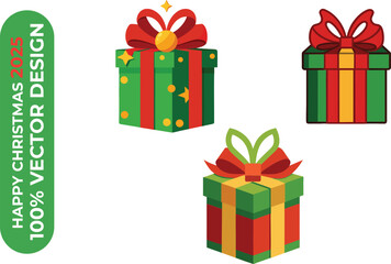 Christmas 2025 Vector Design with Colorful Gift Boxes and Festive Bows  Holiday Illustration
