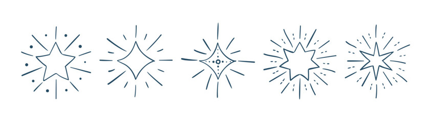 Set Hand drawn sparkling stars	
