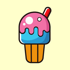 Adorable cartoon ice cream cone with multiple colors and sweet flavors