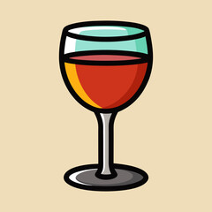 Stylized Illustration of a Glass of Red Wine with Minty Accent