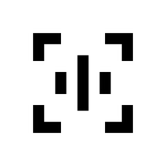 Abstract black and white design featuring geometric shapes including rectangles and l shapes symmetrically placed