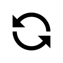 Illustration of a black circular arrow with arrowheads at both ends indicating a continuous loop process