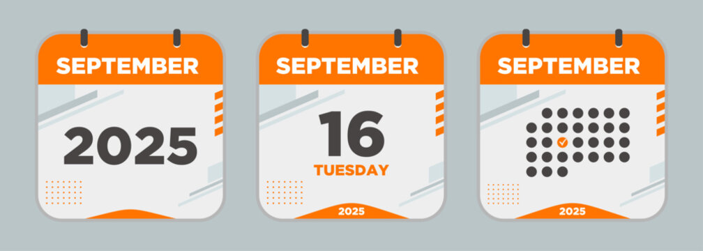 Calendar icon. September. 2025 16 day. The concept of waiting for an important date. Day calendar with date September 16. Cheklist day calendar. Vector illustration.	
