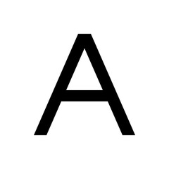 Illustration of a bold black letter a standing prominently against a plain white background in a simple design