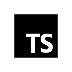 Two bold white letters ts displayed against a solid black background creating a stark contrast image appearance
