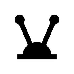 An abstract depiction of an antenna with two spherical ends and a semicircular base design element