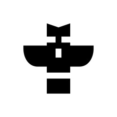 Abstract totem pole design with geometric shapes in black and white minimalist style illustration art work