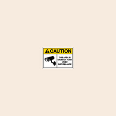 Caution This Area Is Under 24 Hour Video Surveillance Symbol icon flat vector design.
