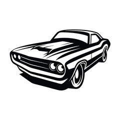 Obraz premium Muscle Car Classic Vehicle Design in Striking Black and White Style