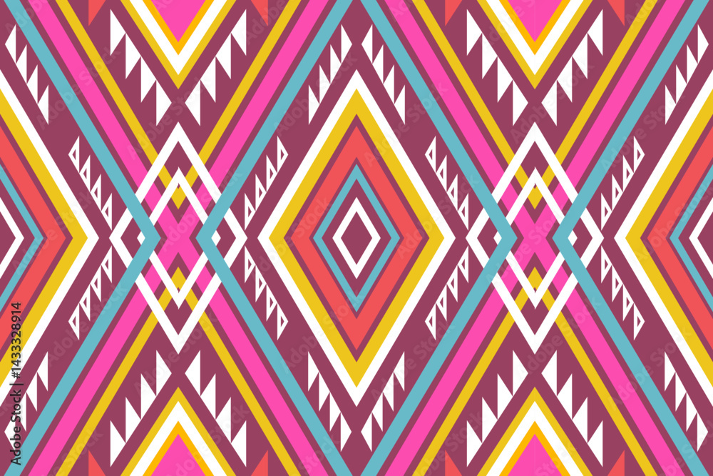Poster colorful geometric pattern with diamond shapes and diagonal lines creates vibrant and eye-catching s