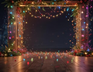 Obraz premium Dazzling colorful Christmas lights create a joyful holiday scene , Christmas lights, holiday backdrop