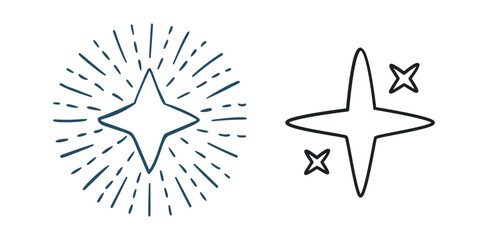Set Hand drawn sparkling stars	
