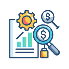 Financial analysis report, charts, graph, data, growth icon