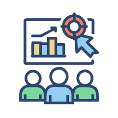 Business Presentation with Audience and Targeting Chart Icon