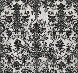 Fototapeta premium Elegant black & white damask, intricate swirls & scrolls , vintage, vector