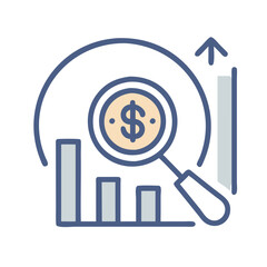 Analyzing Financial Data Growth with Magnifying Glass and Chart