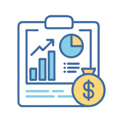 Financial report and investment growth with money bag
