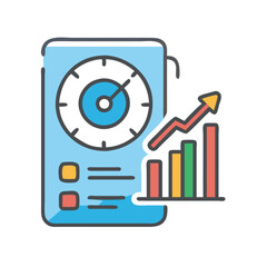 Business metrics and performance analysis with upward trending graphs