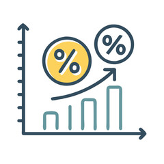 Percentage Growth Chart on Black Background Shows Positive Trends