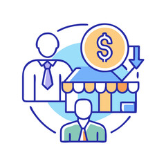 Franchise business concept with sales and earnings decrease