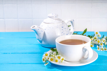 Herbal flower daisy chamomile tea