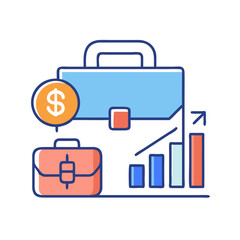 Obraz premium Financial Business Graph with Briefcase Vector Illustration