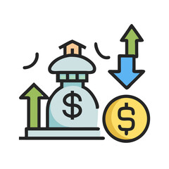 Financial growth and decline, investment, market trend illustration
